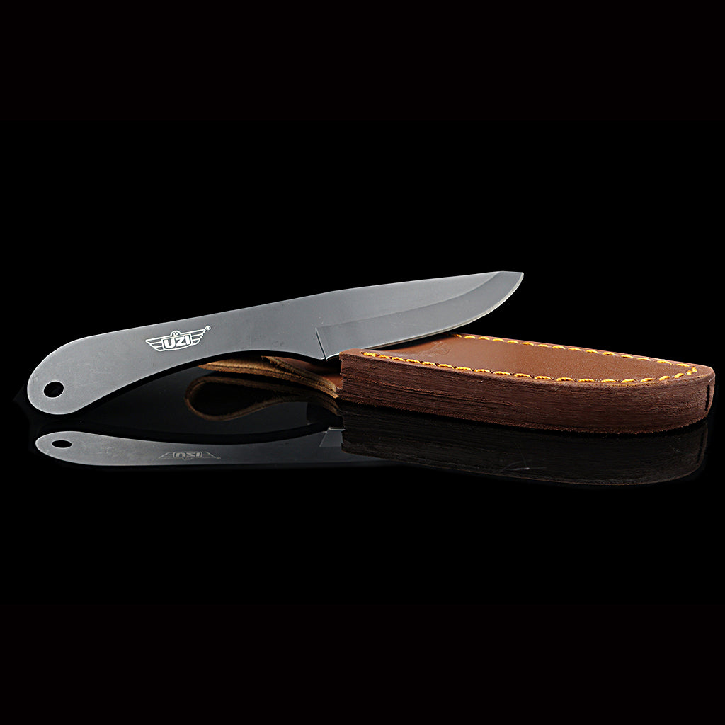 UZI 3 Pc Throwing Knife w/Leather Sheath
