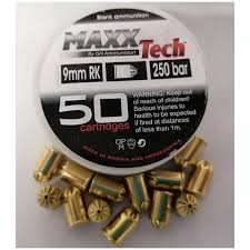 MAXX TECH 9mm RK 250bar Blank Ammunition 50pc